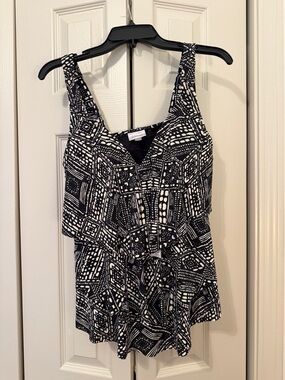 Avenue Black & White Printed Tankini - top only, no bottoms